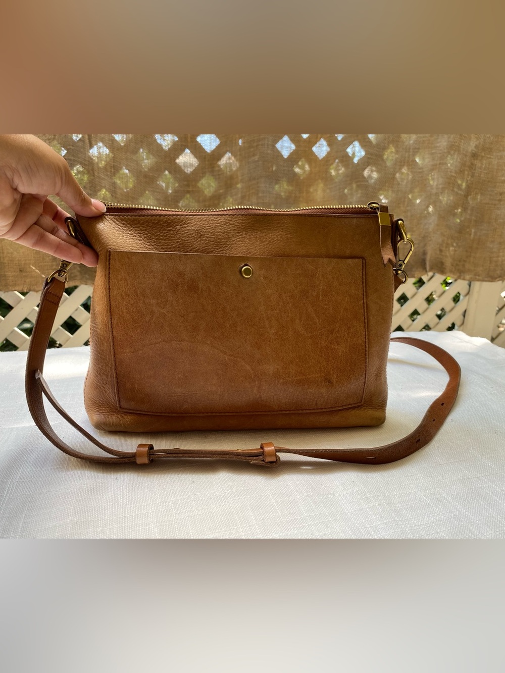Madewell Classic Tan Leather Crossbody Bag Everyday Style